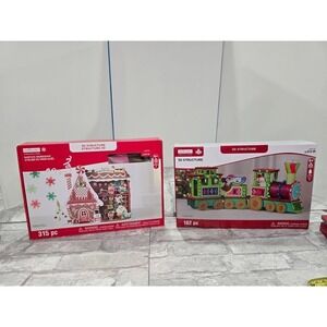 Lot of 2‎ New Foam Christmas Crafts Gingerbread House and Colorful Train